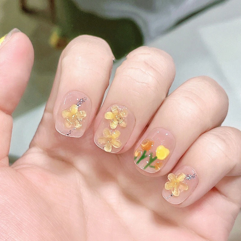 Short Peach with Colorful Flower Design